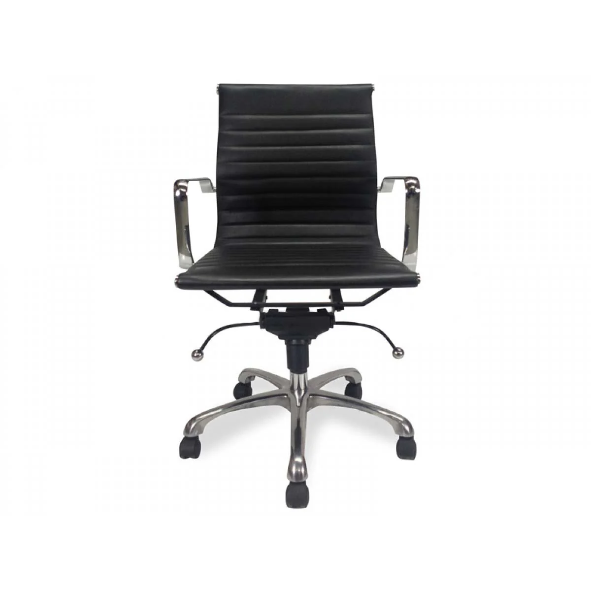 Veera Low Back Office Chair - Black Leather - Image 2
