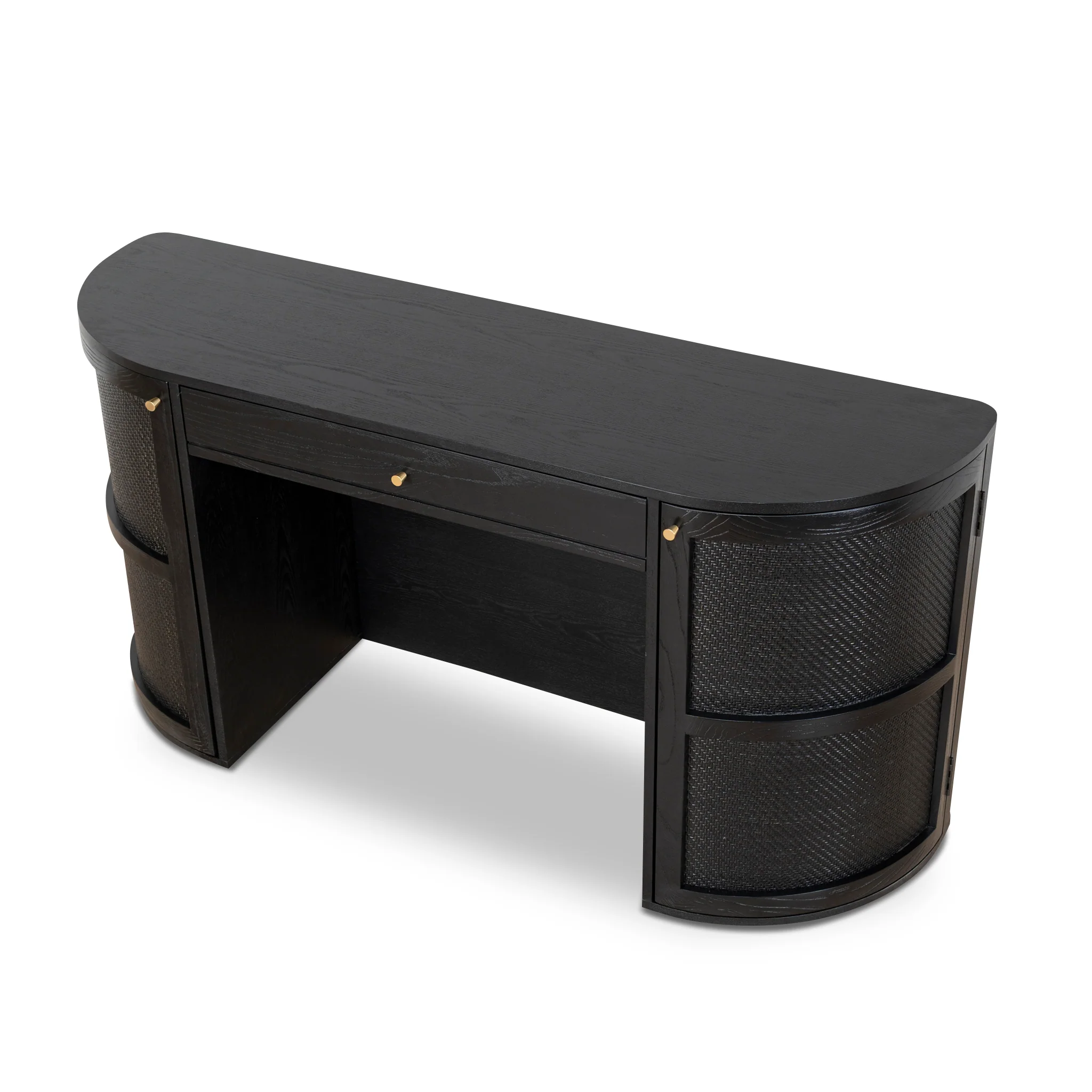 Verso 1.55m Rattan Home Office Desk - Full Black - Image 6