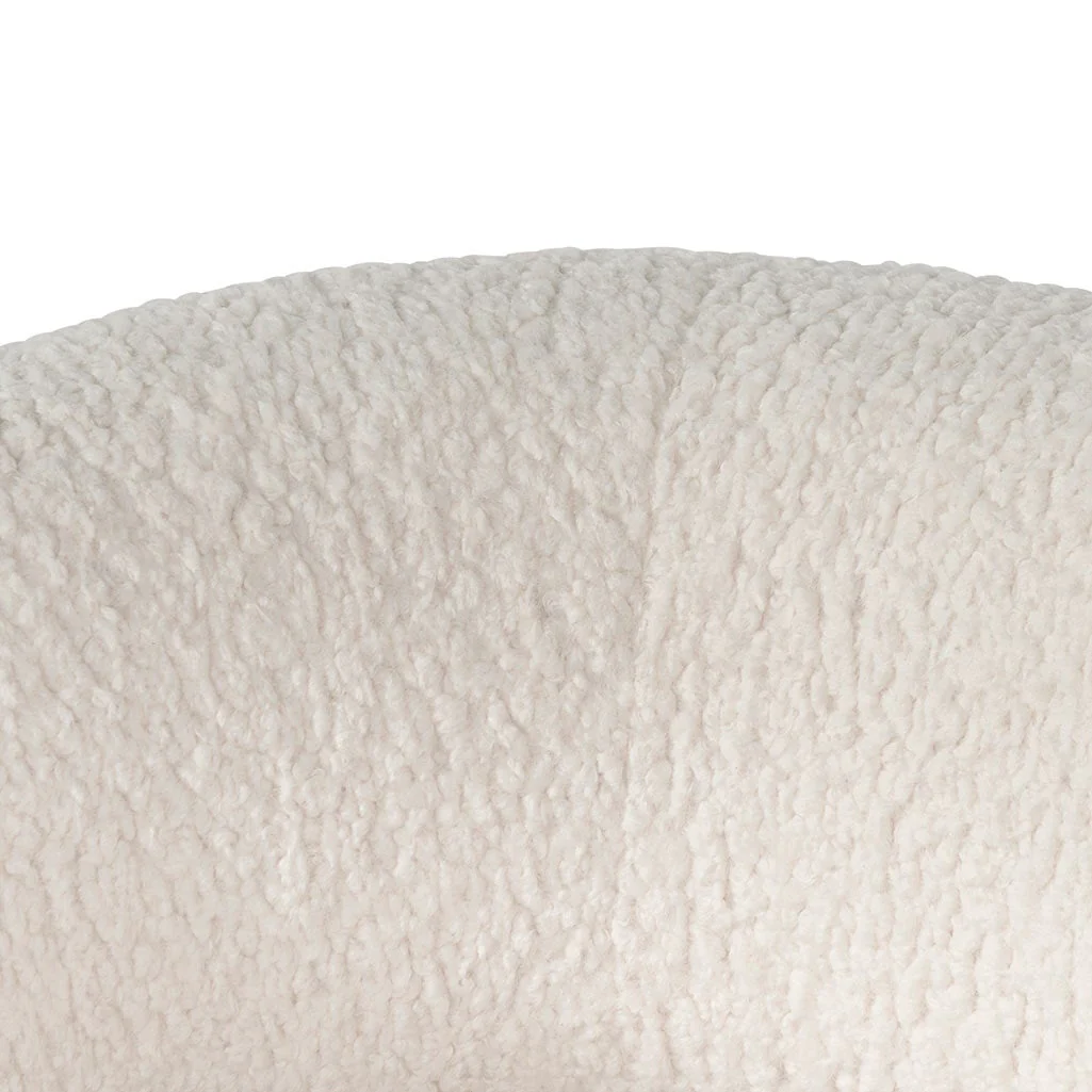 Walton Ivory White Sherpa Armchair - Black Legs - Image 10