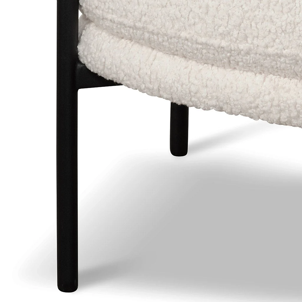Walton Ivory White Sherpa Armchair - Black Legs - Image 16