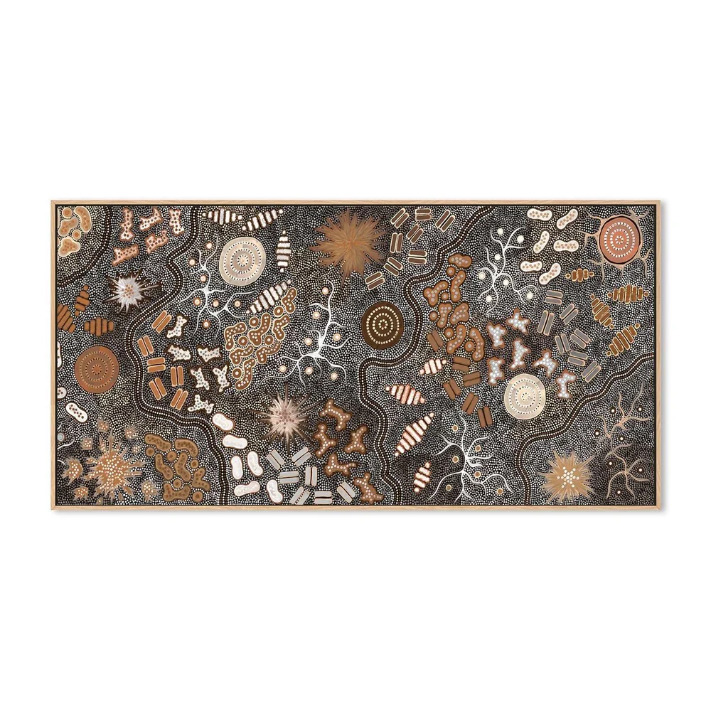 Waterhole Bush Tucker Dreaming, Style A, Burned Orange Tones, By Azeza Possum - Image 3