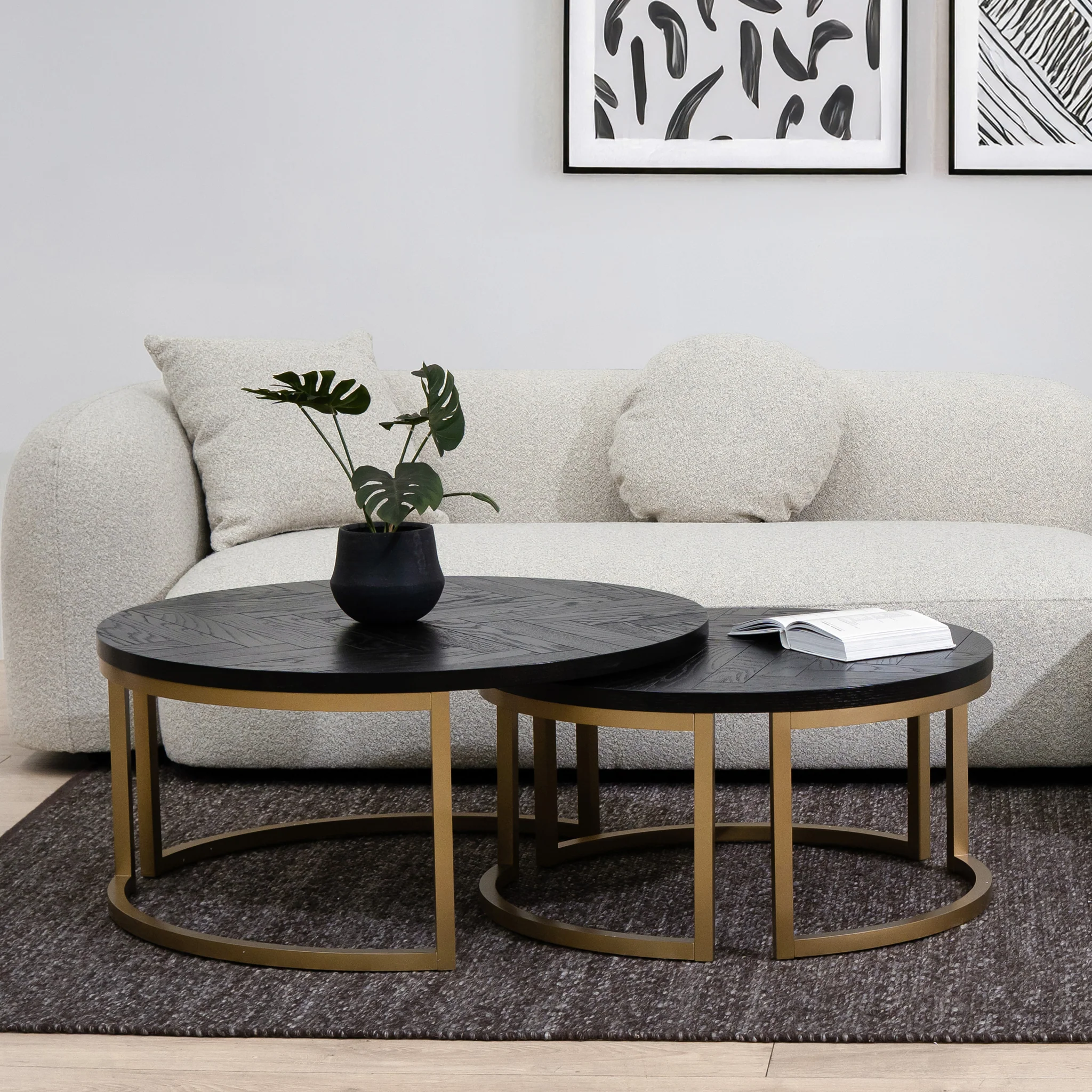 Wilma Nested Coffee Table - Peppercorn and Brass - Image 2