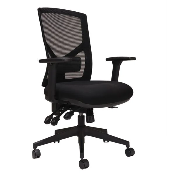 Windy Mesh Back Fabric Office Chair - Black - Image 2
