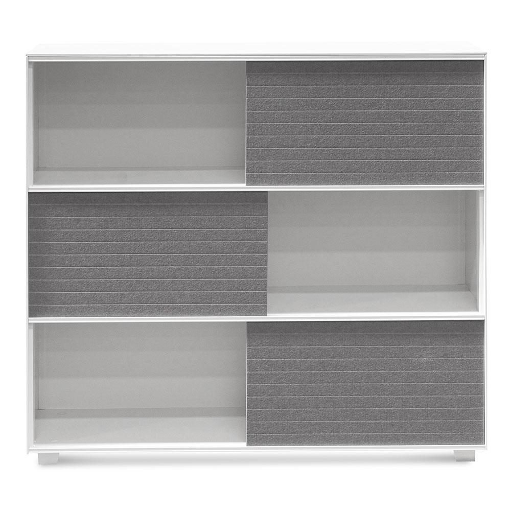 Winford Inter-layered White Storage Cabinet - Grey Doors - Image 3