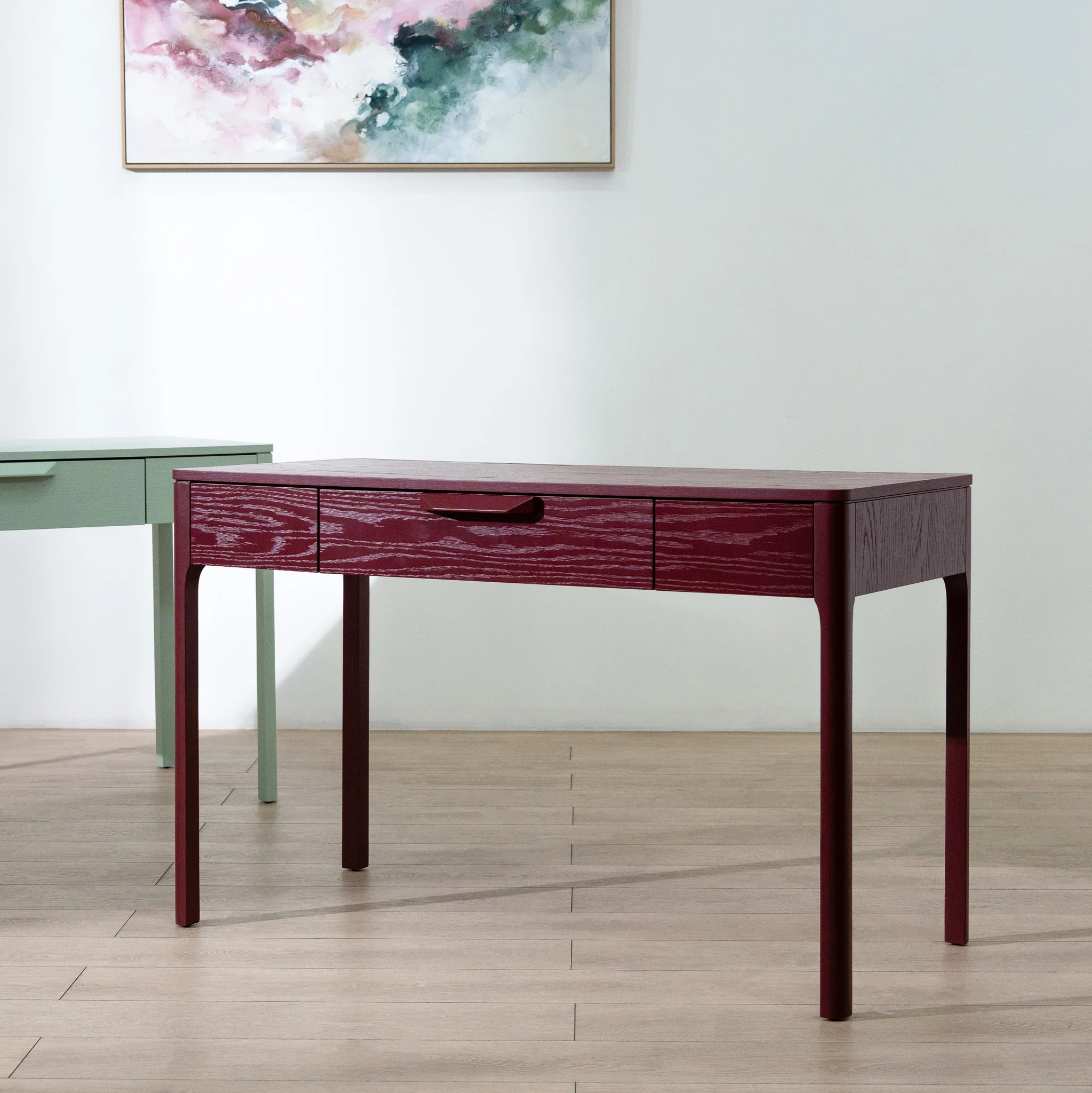 Zevra 1.2m Home Office Desk - Burgundy Red - Image 3
